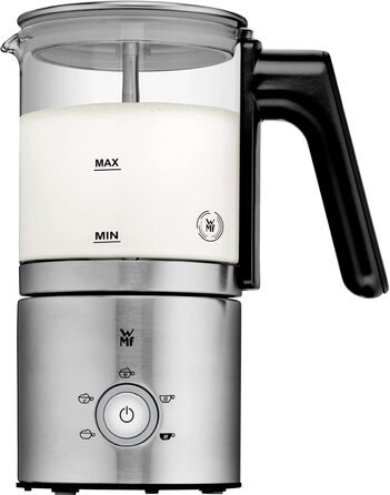 Електричний пінозмішувач WMF Stelio, 500 Вт, 150-250 мл, з антипригарним покриттям, бездротовий, для гарячого та холодного молока, какао, Cromargan матовий/сріблястий