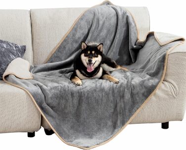 Водонепроникний коврик для собак Lesure, великі породи, 100x120 см, Outdoor, Sherpa Fleece, для дому та на вулицю, сірий