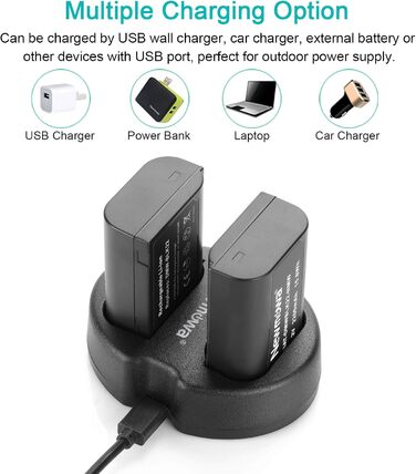 Запасний акумулятор Newmowa DMW-BLK22 (2 шт) + USB зарядний пристрій для Panasonic Lumix DC-S5