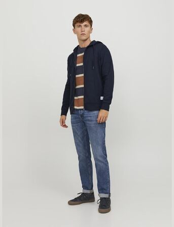 Чоловіча однотонна куртка-худі JACK & JONES, темно-синя, розмір XL, Regular Fit
