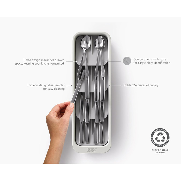 Органайзер для столових приборів Joseph Joseph DrawerStore з ніжницями, розширюваний, з переробленого пластику