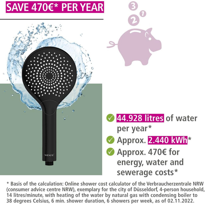 Water-Saving Showerhead Wood (Matte Black)