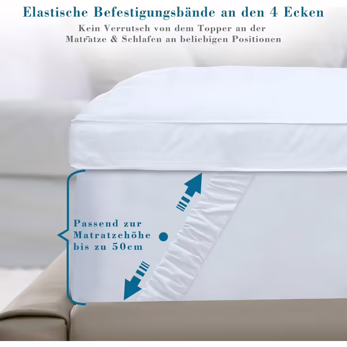 Threads For Bed® Premium Plush Mattress Topper 140x190 cm, Soft Topper Mattress Pad with 100% Cotton Fabric, Quilted Mattress Protector with Padding for Support & Protection from Dirt