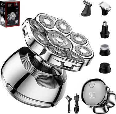 Електричний гостростример для голивної голови Glatzen, 6-в-1, з плаваючою насадкою 9D, IPX7 водонепроникний, LED дисплей, Type-C, для чоловіків