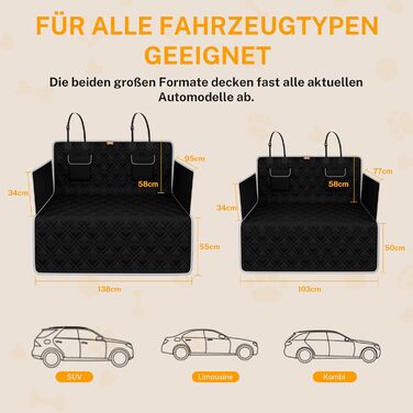 Захист для багажника автомобіля Toozey для собак: стежка, міцна, з бічним захистом та захистом краю вантажного відсіку | Водонепроникний килимок для собак в авто з міцною поверхнею | Захищає від подряпин та шерсті (208 * 138 см)