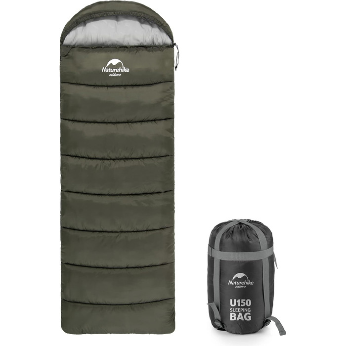Naturehike Sleeping Bag with Hood - Camping Quilt Sleeping Bag - Lightweight & Comfortable - Ideal for Outdoor Adventures & Travel - Marine Blue/Green (7~11°C)