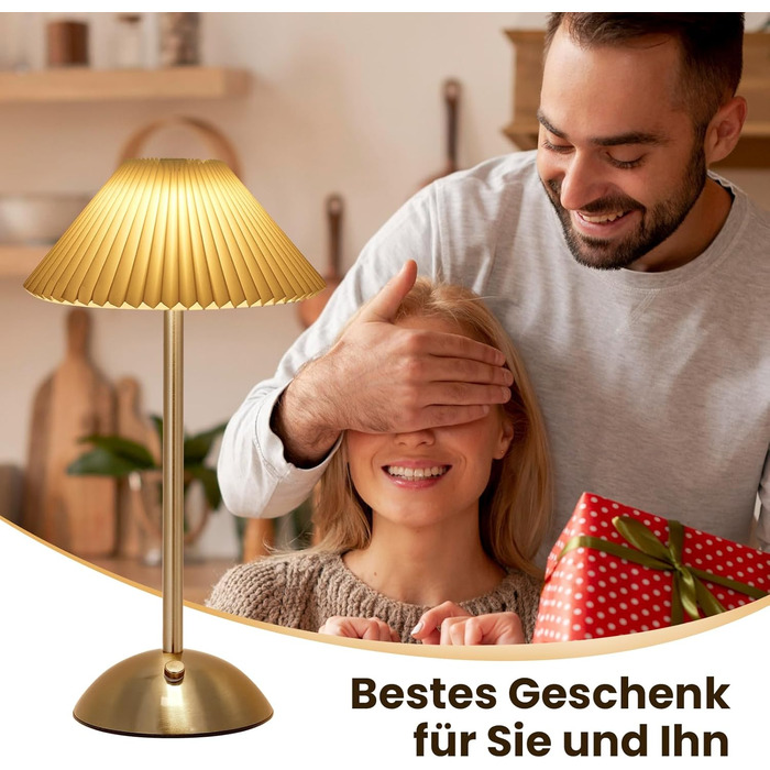 Світлодіодна настільна лампа Starnearby бездротова, з сенсорним димером, акумуляторна, 3 режими світла, вінтажний дизайн, металева, для спальні, офісу, тумбочки (Бежева + Коричнева основа)