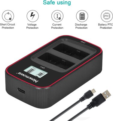 Зарядний пристрій Newmowa з LCD-дисплеєм Dual USB для Canon LP-E8 та камер Canon EOS 550D, 600D, T2i, T3i, T4i, T5i