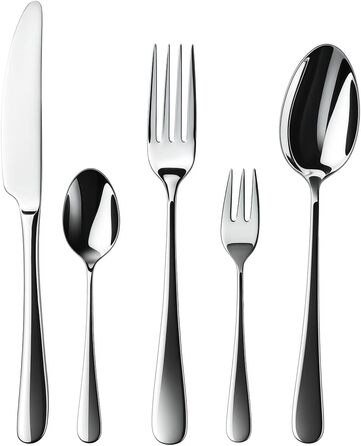 Набір столових приборів 60 предметів для 12 осіб з нержавіючої сталі – елегантний набір, полірований до блиску, придатний для миття в посудомийній машині та стійкий до іржі; для вишуканого сервірування столу в будні та на свята (Модель 3)