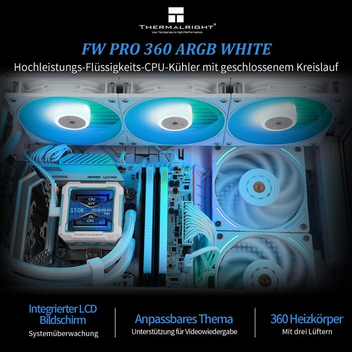 Рідинне охолодження процесора Thermalright FW PRO 360 ARGB (чорний), 360мм AIO з 2.73