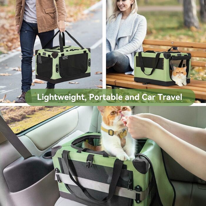 Транспортна переноска для собак та котів Petsfit, складана, для подорожей та авто, XS, зелена