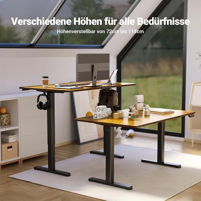 Claiks Electric Height Adjustable Desk 140x70cm - Standing Desk with Cable Management & Memory Function | Ergonomic White Home Office Desk