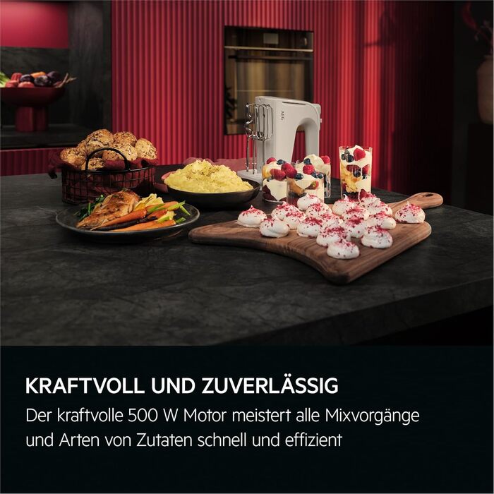 Міксер ручний AEG AHM4W (2024) – 5 швидкостей, турбо-режим, 500 Вт, білий