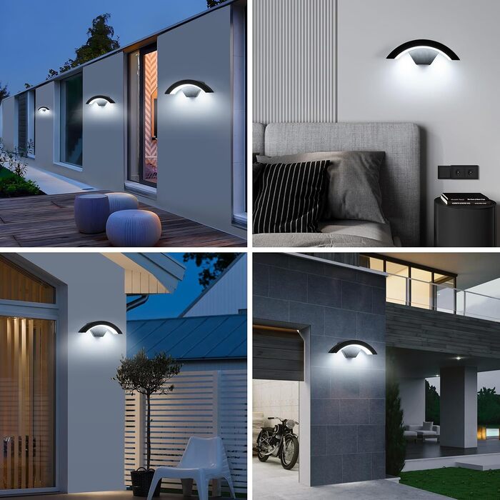 Зовнішня вулична LED-лампа Comely 24W з датчиком руху, IP65, алюміній, тепле світло 3000K, для саду, тераси, сходи, чорна