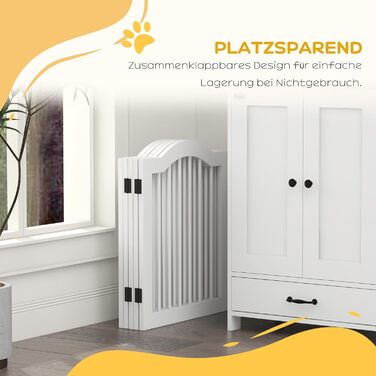 Парапет для собак PawHut, 5 секцій, 261.5 x 61 см, розкладний, з дверцятами, білий