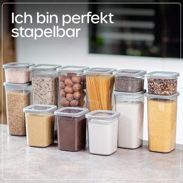 Герметичні контейнери для зберігання продуктів [Набір 12 шт] Антрацит - Складні, економія місця для кухні, банки для круп, контейнери для їжі, набір 12 штук