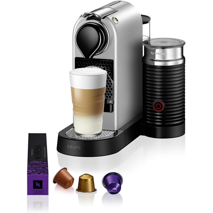 Кавомашина капсульна Nespresso Krups XN761B Citiz & Milk, 1260 Вт, 1 л, 19 бар, автоматичний режим очікування, срібляста