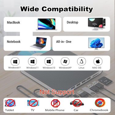 Зовнішній Blu-ray привід USB 3.0 та Type-C, портативний BD/DVD плеєр та рекордер для Windows та MacOS, чорний
