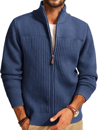 Кардиган чоловічий PJ PAUL JONES з блискавкою та стійким коміром, темно-синій (XL)