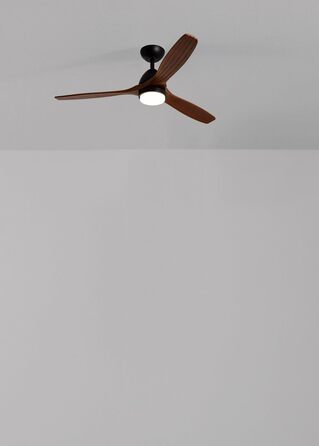 Стельовий вентилятор CREATE WINDCUP з пультом, світлом та дерев'яними лопатями, 132 см, 40W, DC-мотор, 6 швидкостей, літній/зимовий режим, чорний