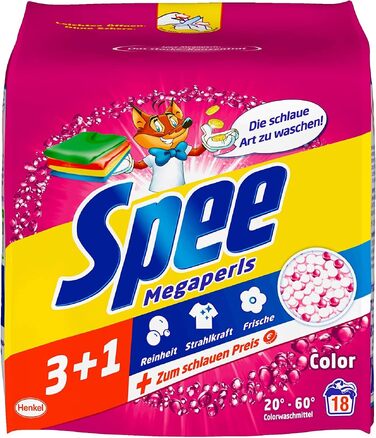 Пральний порошок Spee Megaperls Color 3+1 для кольорових речей, свіжість, 1.22 кг (набір 3 шт), 90 циклів прання