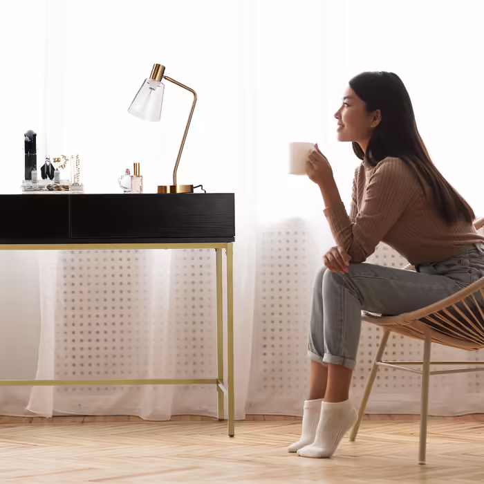 Relaxdays Console Table Gold Black