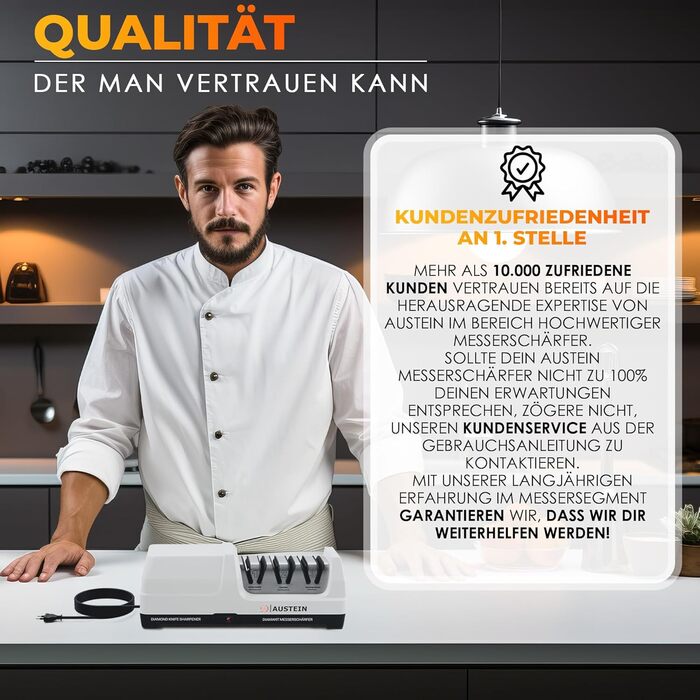 Електричний точило для ножів AUSTEIN® Diamant TG2202 - 3 фази, 20 градусів, з магнітним збором стружки