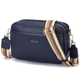 Сумка жіноча через плече Leder Umhängetasche синя з широким ременем, кросбоді, сумка-месенджер