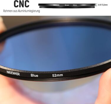NEEWER Набір кольорових об'єктивних фільтрів 9 шт. (52 мм) – Набір фільтрів для об'єктивів камери, 9 кольорів, з сумками