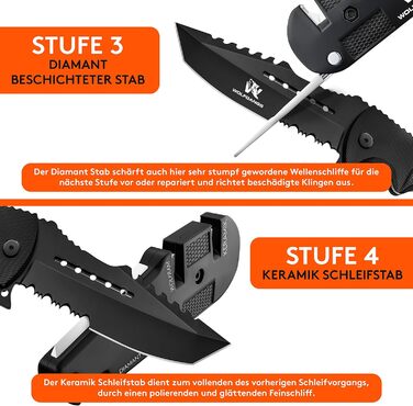 Точилка для ножів Wolfgang KlingenDoktor 5-в-1 - Преміум, для ножів з хвилястим лезом, туристична