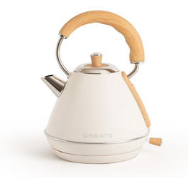 Retro Electric Kettle - 1L Cream White - Fast Boil, Auto Shutoff, Anti-Scale Filter