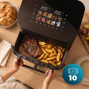 Фритюрниця Cecotec Cecofry & Grill Smokin' 6500 Plus 6.5л з грилем та функцією копчення, 2200 Вт, чорна