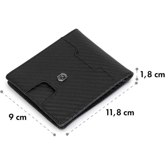 Портмоне ZNAP® Slim Wallet: картхолдер для чоловіків з RFID захистом (Flapp Carbon, 8 карт)