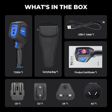 TOPDON TC004 Міні тепловізор, 240x240 IR-роздільна здатність, ручний тепловізійний прилад, 15 годин роботи від акумулятора, частота оновлення 25 Гц, діапазон температур -20℃ до 450℃, високий/низький температурний тригер (чорний)