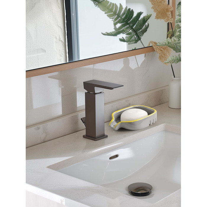 Керамічна мильниця BosilunLife з піддоном – неслизька підставка для мила, квадратна, сучасний мінімалізм для ванної, душу, кухні, умивальника (Сірий, Зелений)