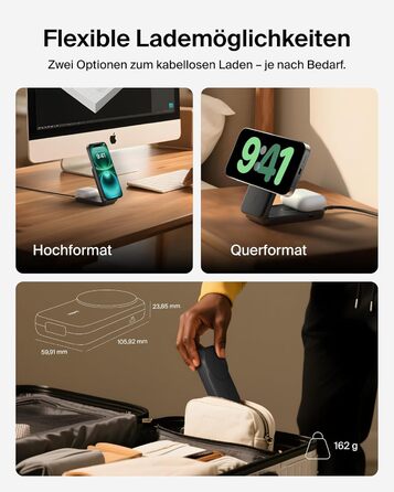 Belkin UltraCharge Qi 2.2 Зарядна станція 2-в-1 25W MagSafe сумісна, бездротова зарядка для iPhone 17, iPhone Air, AirPods, Pixel – Чорний