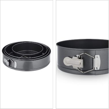 Набір для випічки Relaxdays, 7 предметів, круглі та квадратні форми, 18-28 см, сталь з антипригарним покриттям