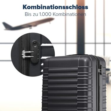 Набір валіз TRVLMORE 3 в 1: велика, середня, маленька, чорний колір. Валізи з жорстким корпусом, для подорожей, ручна поклажа 54x36x20 см.