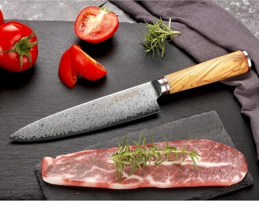 Японський кухонний ніж YOUSUNLONG Pro Gyuto 255mm з дамаської сталі з оливкового дерева - ніж шеф-кухаря
