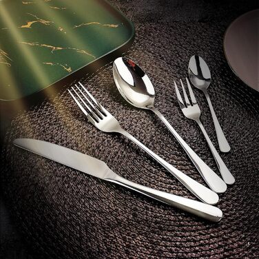 12-Person Cutlery Set, Targzier Cutlery, 60-Piece Place Setting including Knife, Fork, and Spoon, Stainless Steel Mirror-Polished Cutlery Sets, High-Quality Tableware & Dishwasher Safe