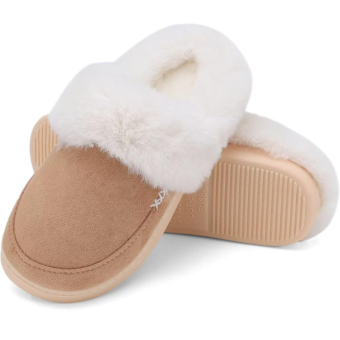 Теплі домашні тапочки NineCiFun для жінок та чоловіків, зимові, з фетру, антиковзаючі, для дому та вулиці, 44/45 EU, каштанові