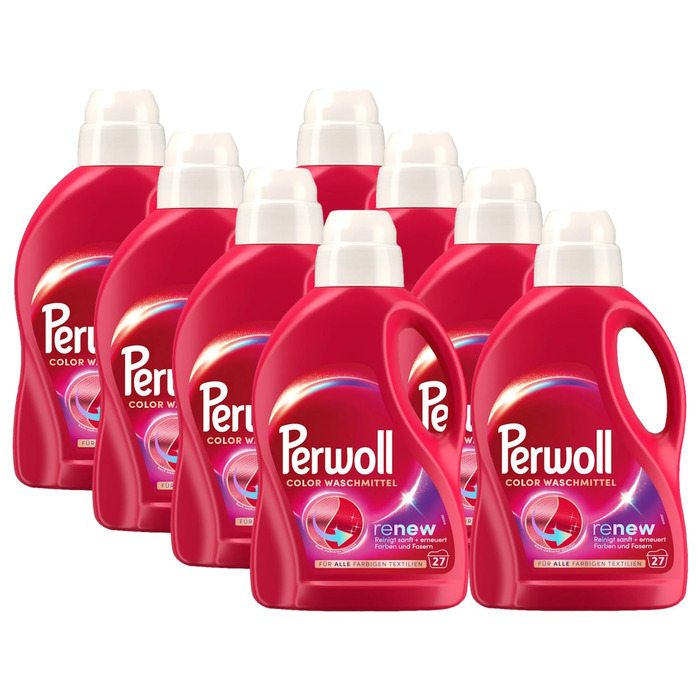 Рідкий засіб для прання кольорових речей Perwoll Color, технологія Dreifach-Renew для відновлення кольорів та волокон, 1.35 л (набір 8 шт, 160 прань)
