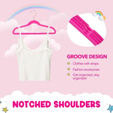 Дитячі вішалки для одягу HOUSE DAY, 60 шт., преміум-якість, ультратонкі, антиковзні, рожеві, 35,6 см