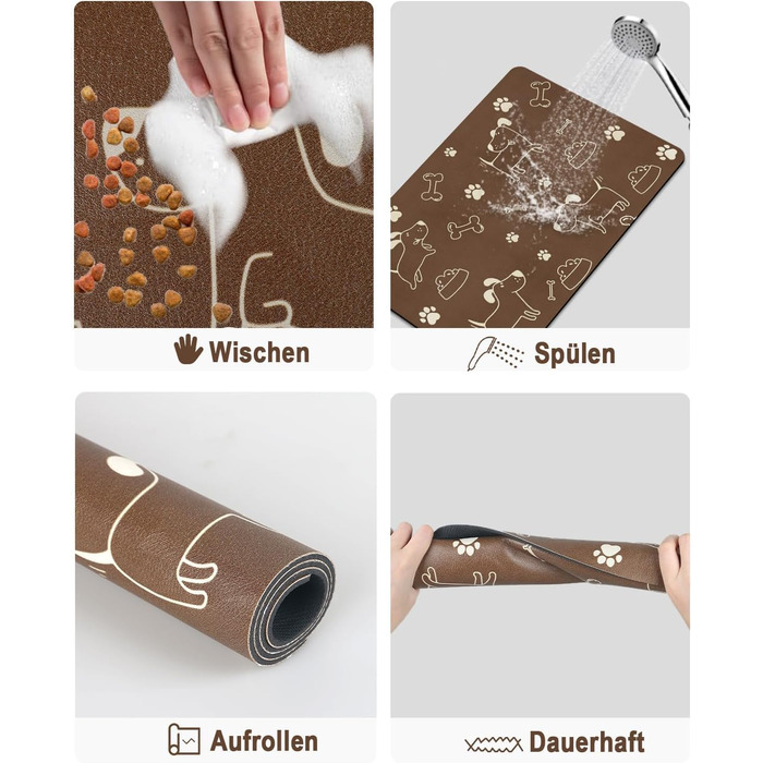 Підкладка під миску для собак та котів, нековзна, чорна 40x60 см, швидковисихаюча, легко миється