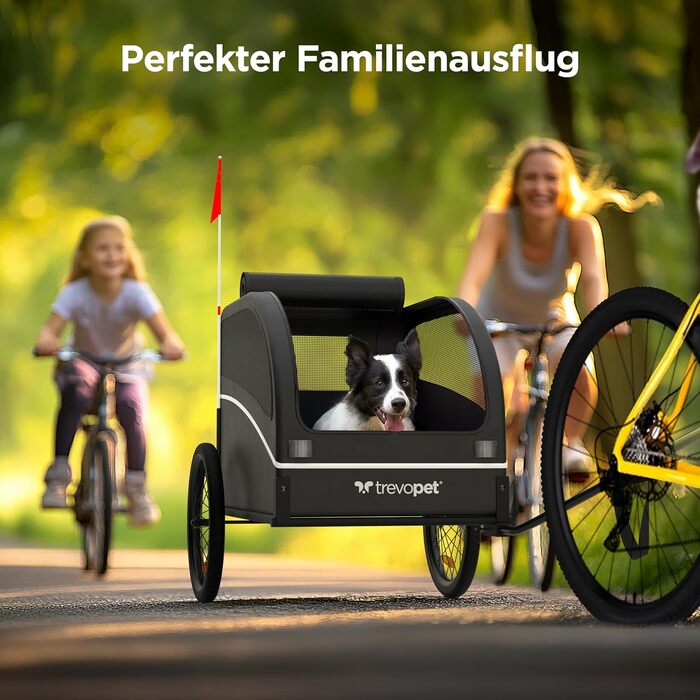 Фартоваж для собак на велосипед – складаний, до 40 кг, з відбивачами, водовідштовхувальний, сумісний з електровелосипедами, чорний