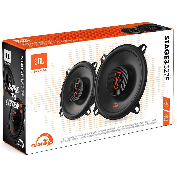 Автомобільна акустика JBL Stage3 527F 200 Вт, 2-смугові динаміки 13 см (5,25''), комплект 2 шт, без захисної решітки