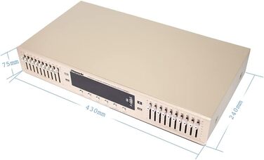 Цифровий HIFI еквалайзер Toplionace EQ898 220В з Bluetooth, USB, стерео підсилювач, 10-смуговий, золотий, для дому та сцени