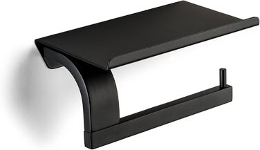 Sagittarius One 160S1 Stainless Steel Toilet Paper Holder with Shelf - Matte Black | Phone Shelf | WC Paper Holder | Toilet Paper Dispenser