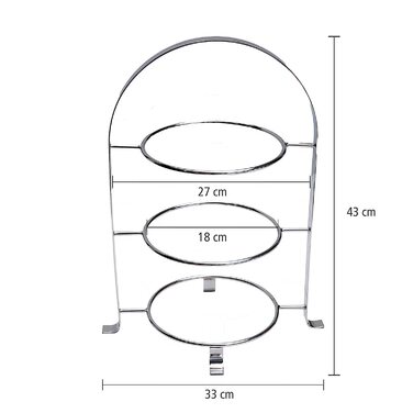 APS Serving Stand – High-quality cake stand made of chrome-plated metal for 3 plates with a max. Ø of 17cm – Overall height 25.5 cm (plates not included)