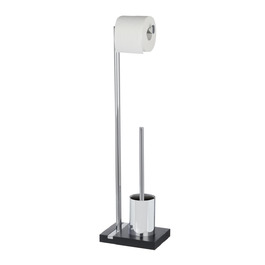 Набір для туалету WENKO Noble Elegante: тримач для щітки та туалетного паперу, полірезин, чорний, 20 x 74 x 15 см, хром/чорний